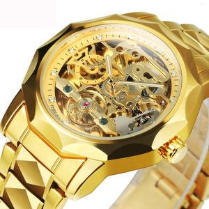 Relógios de pulso para a moda Tourbillon Men assiste o esqueleto automático Relógios de cristal de cristal de luxo Straia de aço inoxidável Luminosa à prova d'água