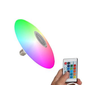 Smart LED -glödlampa Musik E27 UFO 18W 30W 48W Bluetooth RGB Färgglada vita ljus Remote Control Talare