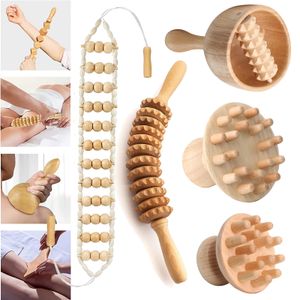 Other Massage Items Wooden Gua Sha Tool Exercise Roller Sport Injury Gym Body Leg Trigger Point Muscle Sticks r Health Care 221116