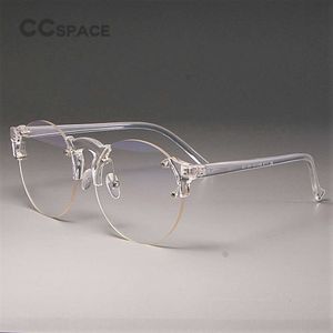 Sunglasses Frames CCSPACE Transparent Glasses Frames Men Women Round Lens Cat Eye Brand Designer Optical Fashion Eyewear Computer Glasses 45221 T2201114