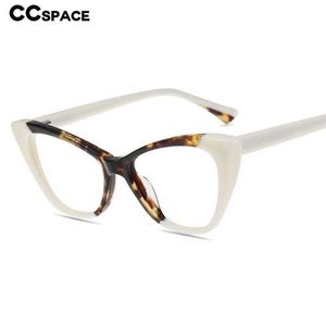 Montature per occhiali da sole 55085 Montatura in acetato di qualità da donna Cat Eye Eyewear Frame Occhiali da vista vintage di design di marca Occhiali da vista con giunture a due colori T2201114