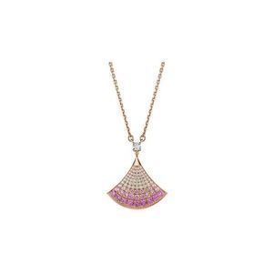 New full diamond gradient toner skirt Necklace women's 18k rose gold temperament versatile fan pendant clavicle chain