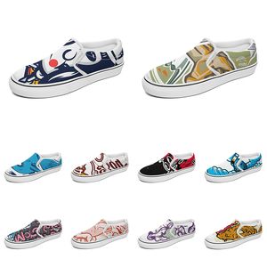 Homens Mulheres Mulheres Custom Slip On Canvas Shoes Anime Cartoon Animal Design Diy Palavra preta Branca azul Red Outdoor Mens treinador 051