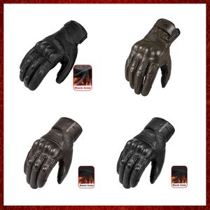 ST332 Novas luvas de motocicleta de couro de couro Guanti Guantes Moto Invierno Cuero Luvas Motocicleta Homens Mulheres