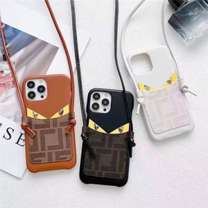 Custodia per telefono a tracolla Custodia in pelle di lusso con design a sospensione per iPhone 14 14plus 14promax 13 13pro 12pro max 12pro 12 Borsa a portafoglio porta carte