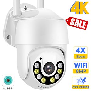 Dome Cameras 8MP Wi -Fi Camera 4K Outdoor Security CCTV PTZ 1080p HD Video Surveillance 5MP IP CAM H.265 AI отслеживание 4x Zoom ICSEE Alexa 221117