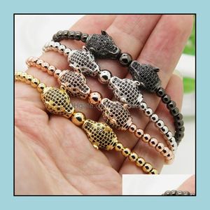 Pulseiras de charme pulseira ajustável por atacado 10pcs/lote micro pavimentado preto cz contas rame pulseiras de leopardo com presente de cobre de 4 mm para m dhr9v