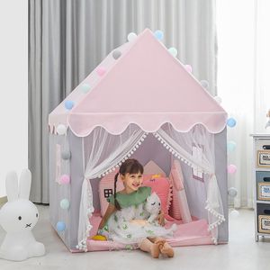 Toy Tents 1.45M Portable Children's Tent Wigwam Folding Kids Tipi Baby Play House Large Girls Pink Princess Castle Child Room Decor 221117