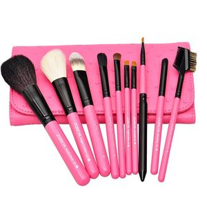 Zoreya New 10 PCS Cepillos de maquillaje esenciales Conjunto de kits de herramientas naturales para el cabello animal actualizado