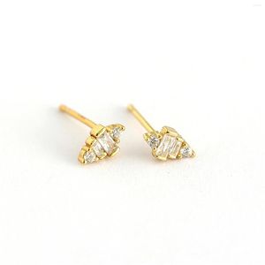 Stud Earrings Geometric Trapezoid Shape Sterling 925 Silver With Zircon Diamond For Women Gold Color Girls Jewelry Ohrringe