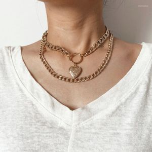 Choker UDDEIN Double Layer Heart Necklace & Pendant Vintage Chunky Chain Charm Gold Bohemian Party Jewelry Collar