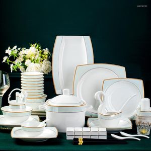 Plates Nordic Ceramic Luxury Plate Set Dinning Dinner Serving Sets Tableware Porcelain Assiettes De Table Dish DL60PZ