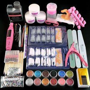 Nail Manicure Set COSCELIA ES Warehouse Acrylic Powder Tips All For Tools Brush Kit Professional False s 221012253x