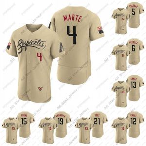 Camisas de beisebol # 4 Ketel Marte Serpientes Jersey 2021 City Connect Eduardo Escobar David Peralta Nick Ahmed Andrew Young Carson Kelly Josh VanMeter Stephen