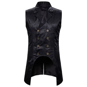 Gilet da uomo Gothic Steampunk Gilet doppiopetto Gilet in broccato Uomo Party Wedding Groom Tuxedo Maschile Stage Cantanti Abbigliamento XXL 221117