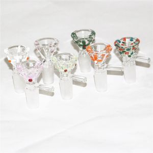 R￶kande glasblomma sk￥l med 14 mm hane r￶drosa lila bl￥ gul f￤rgglad tjock pyrex h￥rd bong sk￥lar f￶r vattenr￶r