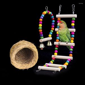 Cages à oiseaux ronde perroquet Cage métal petit élevage jouets en bois sac de transport Gabbia Per Uccelli oiseaux Accessoires DL60NL