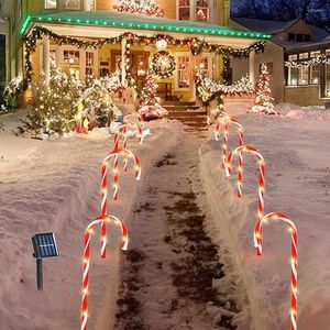 Utomhus Solar Christmas LED Candy Cane Lights Waterproof Pathway Lamp f￶r tr￤dg￥rdsgr￤smattan dekoration