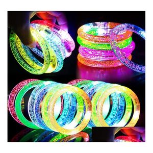 Party Favor LED Glow Sticks Armband Anklet Light Up Party Favors Blinking Bubble Clear Bangle Birthday Carnival Wedding Atmosphere Dhnlt