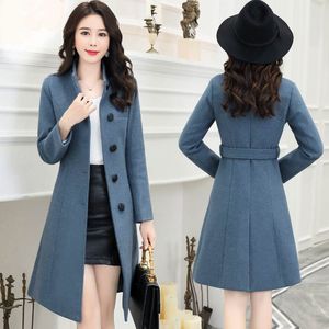 Misto lana da donna Aggiungi cotone Cappotto di lana spesso Cappotti lunghi da donna Giacca autunno inverno Cappotti Trench casual allentato Capispalla 221117