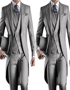 Nowy Slim Fit Morning Style Tuxedos Lapel Men039s Suit granatowy groomsman Man Wedding SuitsJacketpantsvest 6648751