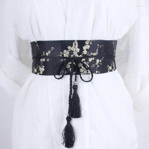 Belts FAabric Embroidered Wide Waist For Women Desiger Luxury Sealed Decorative Dress Female Braided Tassel Rope Strap