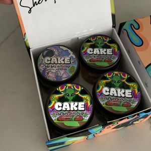 Leere 1 Pfund Cake She Hits Different Live Resin 4 Geschmacksrichtungen, Aufkleber, Etiketten, Verpackung mit Glasgefäß, aufklappbare Box, 4 Design