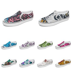 men women custom slip on canvas shoes anime cartoon animal design diy word black white blue red outdoor mens trainer 128