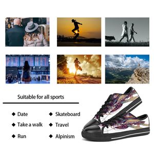 Sapatos personalizados Classic Canvas Cut Skateboard Triple Black Aceitar Customização Impressão UV Low Mens Womens Sports Sneakers Breathable Color 419