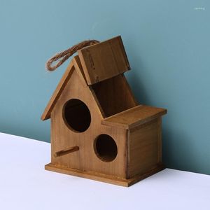 Vogelkäfige Hängendes Futterhäuschen Haus Holz Outdoor Handwerk Kanarienvogel Kleiner Käfig Papagei Voliere Nidos Para Pajaros Vögel Zubehör DL60NL