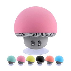 Cartoon Mini Portable Small Mushroom Head Wireless Bluetooth Speaker Silicone Suction Cup Speaker Phone Holder Audio