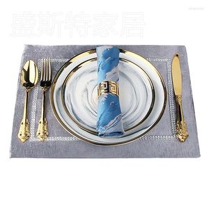 Servis uppsättningar keramisk lyxplatta set dinning modern gyllene porslin middag sallad serverar aparelho de jantar bordsvaror dl60cj