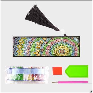 Party Favor Diamond Painting Kit Bookmark With Tassel Pendant Party Favor 5D Diy Crystal Rhinestones Arts For Birthday Christmas Fat Dhfir