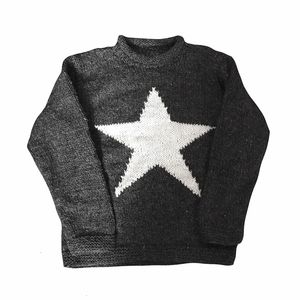 Мужские свитера осень зимнее звезда старые вымытые серо -ретро винтажные вязаные хлопковые пуловер унисекс эмо y2k 221116