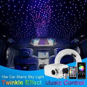 Lampade per proiettori 10W Car LED Cielo stellato Soffitto Scintillio Fibra ottica Luce Decorazione interna Tetto Star Light Controllo musica Luce ambientale 221117