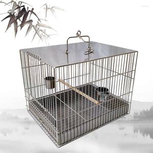 Bird Cages Bathroom Small Cage Houses Outdoor Stainless Steel Rectangle Parrot Gabbia Per Uccelli Feeding Supplies BS50BC