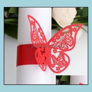 Napkin Rings Creative Butterfly Style Napkin Rings Laser Cut Paper Holder Wedding El Banquet Ceremony Table Decoration Drop Delivery Dhrbz