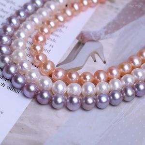 Chains Wholesale Nice Grade 8-9mm Big Size Natural Freshwater Potato Shape Real Loose Pearl Necklace Strand String 10pcs/lot