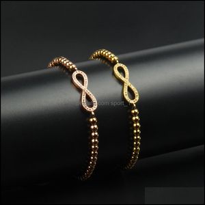 Braccialetti Charm Love Forever Bracciale Infinity Gold e Sier Cz perline con gioielli in acciaio inossidabile da 4 mm per coppie consegna a goccia brac dhqwg
