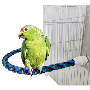 Andra fågelförsörjningar papegoja Stående leksaker Bomull Rop Färgglad leksakstopp
