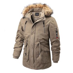 Mens Down Parkas Winter Men Coat Thicken Hooded Päls Collar Casual Jacket Löstagbar hatt Fleece Varm manlig vindtät Ytterkläder 221117