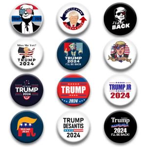 Trump 2024 Metal Badge 12 Styles Pin Button Medal for America Presidente eleitoral atacado