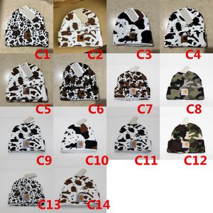 Men Designer Beanie Hats Winter Camouflage Knitted Hat Women Vintage Woolen Cap Warm Hip Hop Caps Print Pattern