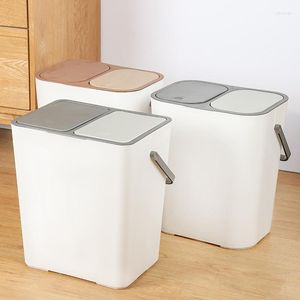 Waste Bins Plastic Recycling Trash Bin Bedroom Kitchen Storage Containers Can Garbage Sorting Rangement Cuisine BI50WB