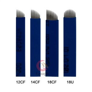 0 18 mm blauw flex microblading wenkbrauw naalden handmatige tattoo pen naalden mes met 12 18 18U pins voor 3D wenkbrauw borduurwerk 2228p