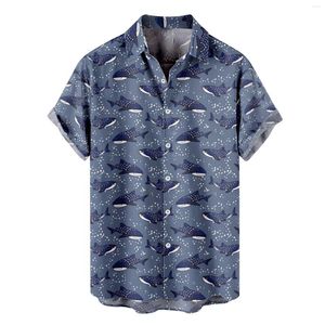 Männer Casual Hemden Herren Blau Wal Gedruckt Hawaiian Sommer Kurzarm Button Down Strand Hemd Für Mann Männlich Lose Fit streetwear Männer