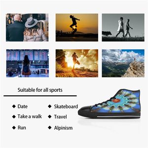 Scarpe personalizzate fai-da-te Uomo Classic Canvas High Cut Skateboard stampa UV casual scarpe da ginnastica sportive da donna rosse moda impermeabile all'aperto Accetta la personalizzazione