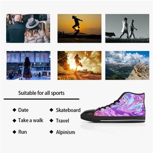 Men Custom Shoes Designer Canvas Women Sneakers Hand Painted Fashion High Cut Brown Trainer