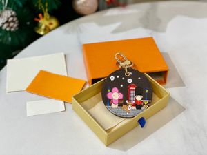 2022 NY DESIGNER XMAS KEY CHEAD CHAIN ​​BAG Decoration Mono Accessories Nyckel Ring Läder Brevmönster Julgåva till hennes mysterium Lyxig handväska med låda med låda