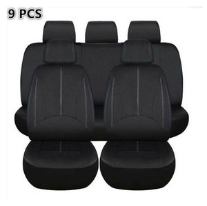 Car Seat Covers 5-Seat Black PU Leather Cover Front Rear Cushions Mat Cushion Protector Fashion Style